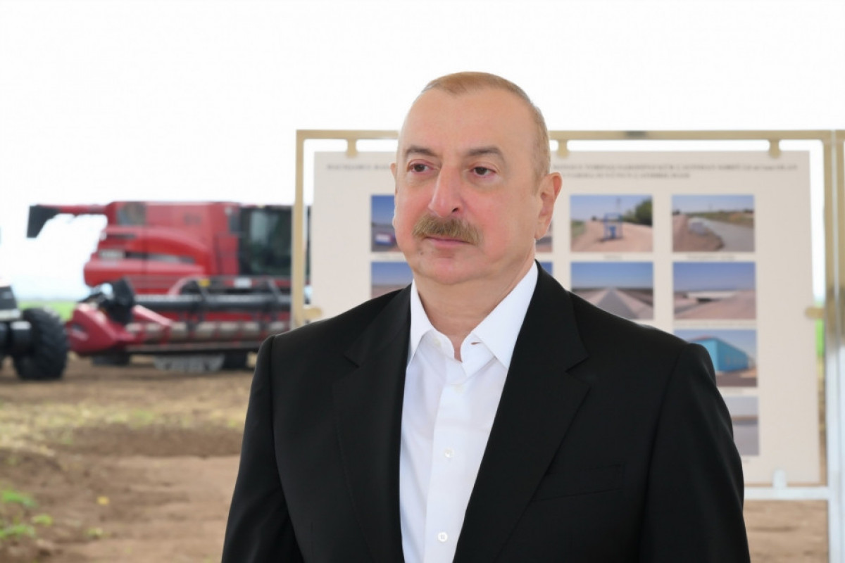 Le président Aliyev inspecte un complexe d’installations d’irrigation appartenant à la SARL Agro Dairy à Hadjygaboul