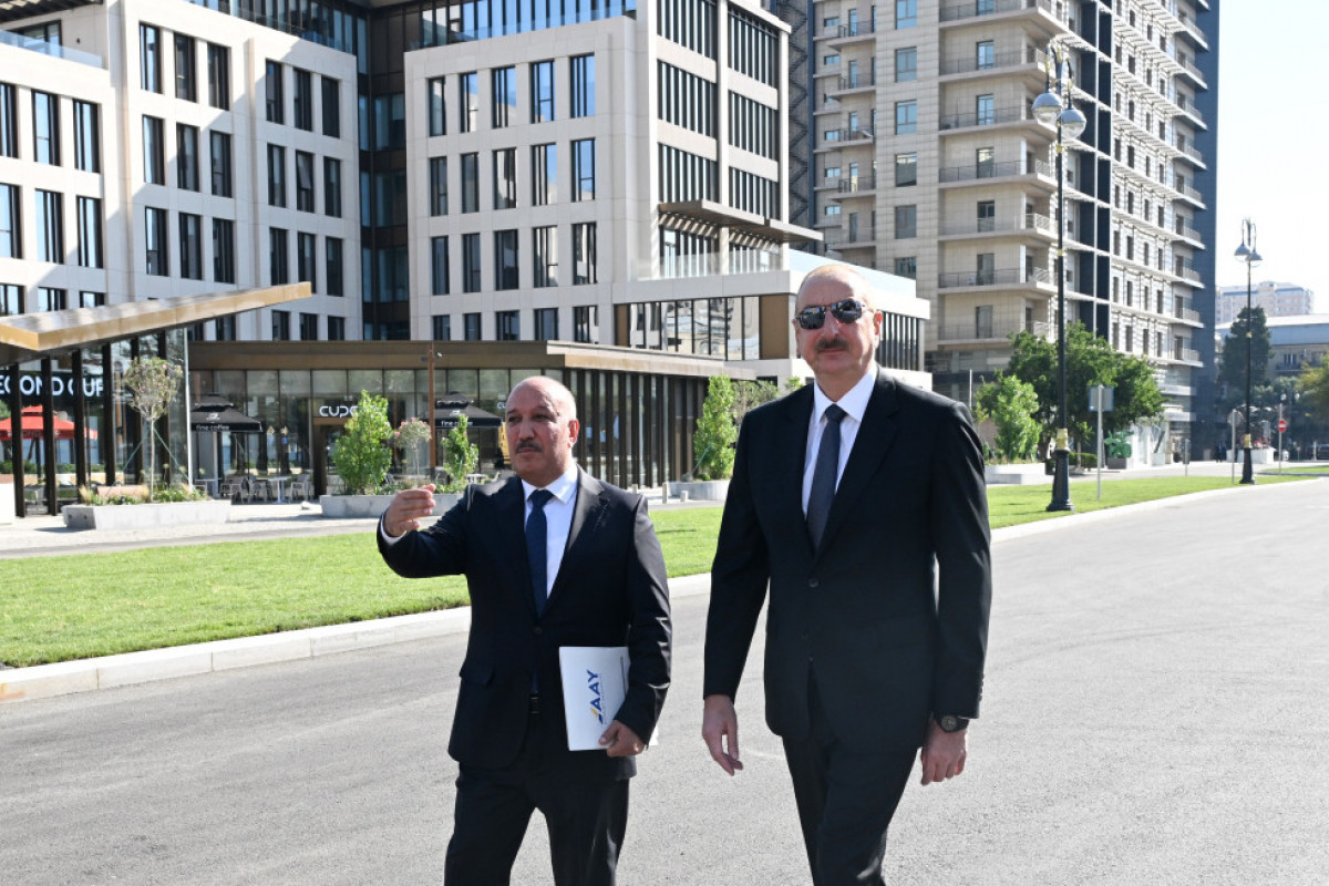 Le président Ilham Aliyev prend part à l'inauguration de la nouvelle autoroute construite sur le site du pont Djavanchir