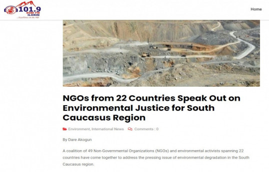 La radio d'État du Nigeria évoque le danger pour le monde de la violation par l'Arménie de ses obligations environnementales