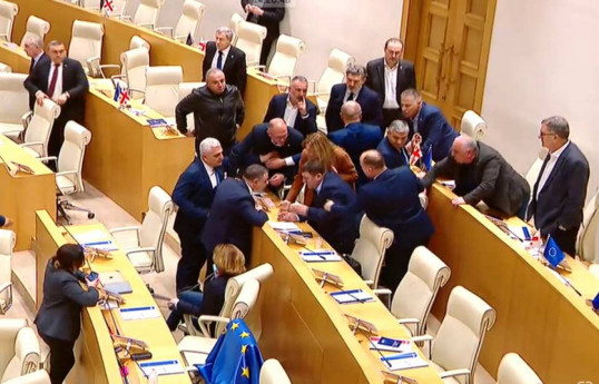 La tension se poursuit pendant la session plénière du Parlement géorgien - Vidéo 