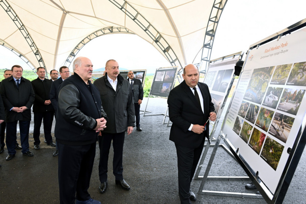 Les présidents azerbaïdjanais et biélorusse visitent les sites détruits de la ville de Fuzouli et prennent connaissance du plan général de la ville