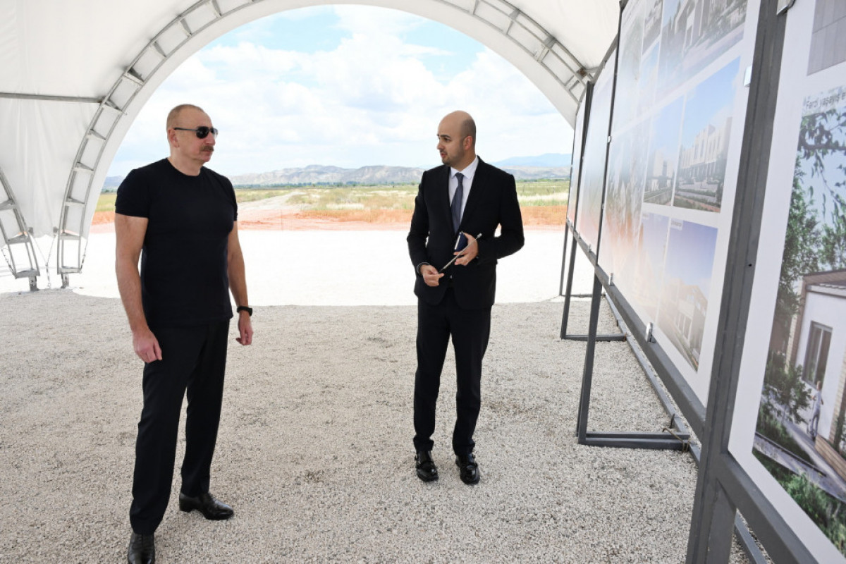 Djabrail : le président Aliyev pose la première pierre du village de Böyuk Merdjanly