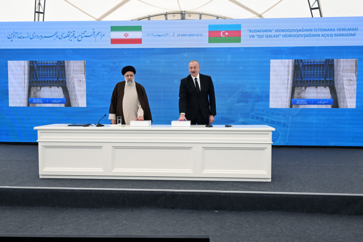La cérémonie de mise en service du complexe hydroélectrique « Khoudaferin » et d’inauguration du complexe hydroélectrique « Qiz Qalasi » se tient avec la participation des présidents azerbaïdjanais et iranien