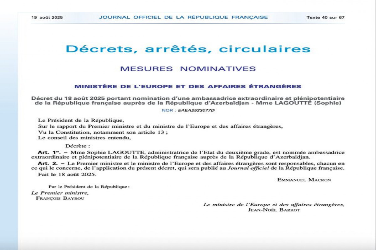 La France nomme une nouvelle ambassadrice en Azerbaïdjan