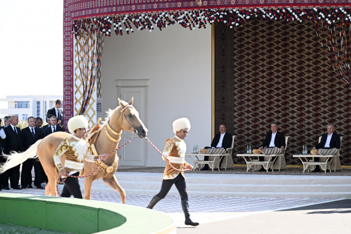 Le président azerbaïdjanais Ilham Aliyev a reçu un cheval Akhal-Teke