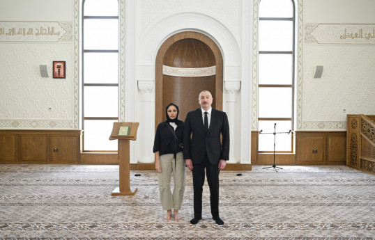 Le président Ilham Aliyev et son épouse participent à l’inauguration de la mosquée du village de Dachalty du district de Choucha