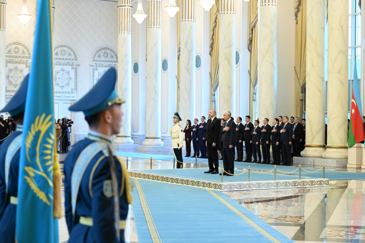 Cérémonie d’accueil officiel du président azerbaïdjanais à Astana - Photo 