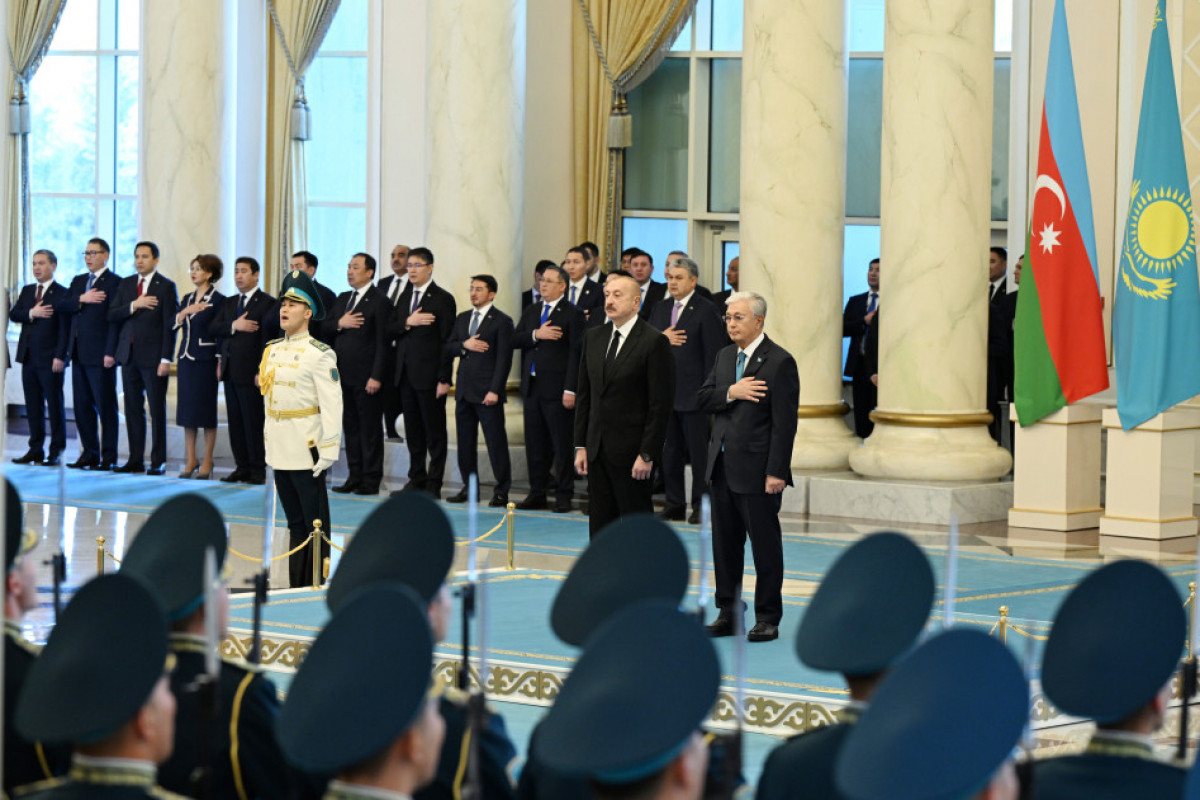Cérémonie d’accueil officiel du président azerbaïdjanais à Astana - Photo 