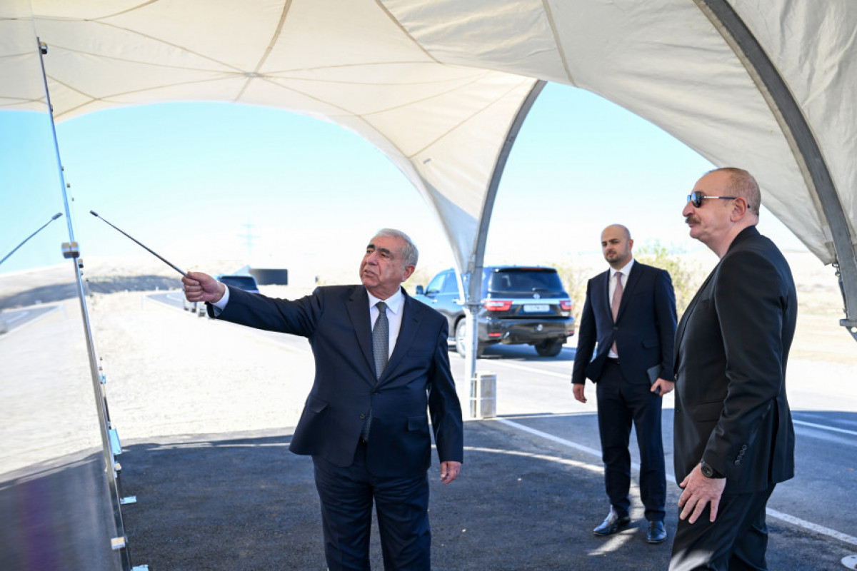 Djabraïl : Le président de la République participe à l’ouverture de la route menant à la Centrale électrique solaire « Şefeq »