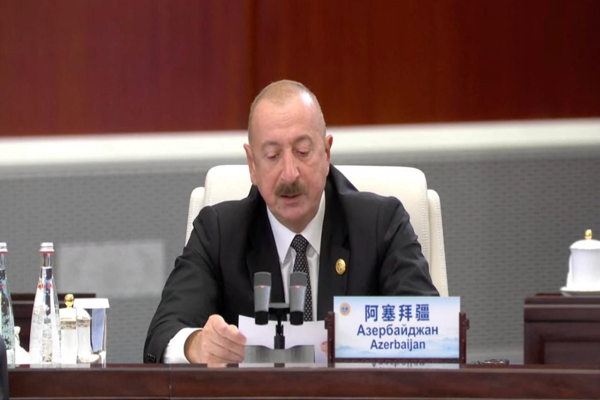 Le président Ilham Aliyev prend parole à la réunion au format « OCS Plus » à Tianjin