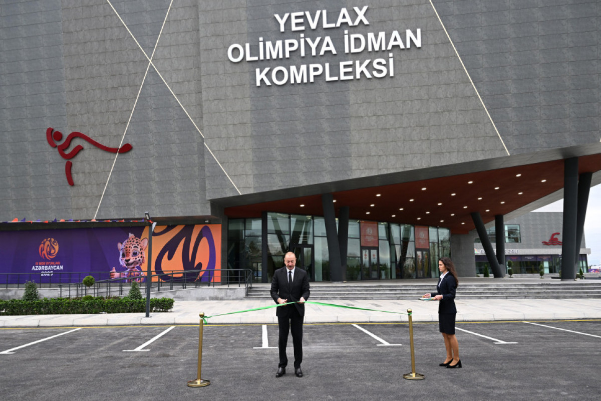 Ilham Aliyev participe à l'inauguration du Complexe sportif olympique de Yevlakh
