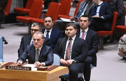 Djeyhoun Baïramov a prononcé un discours lors du débat public du Conseil de sécurité des Nations unies -PHOTO 