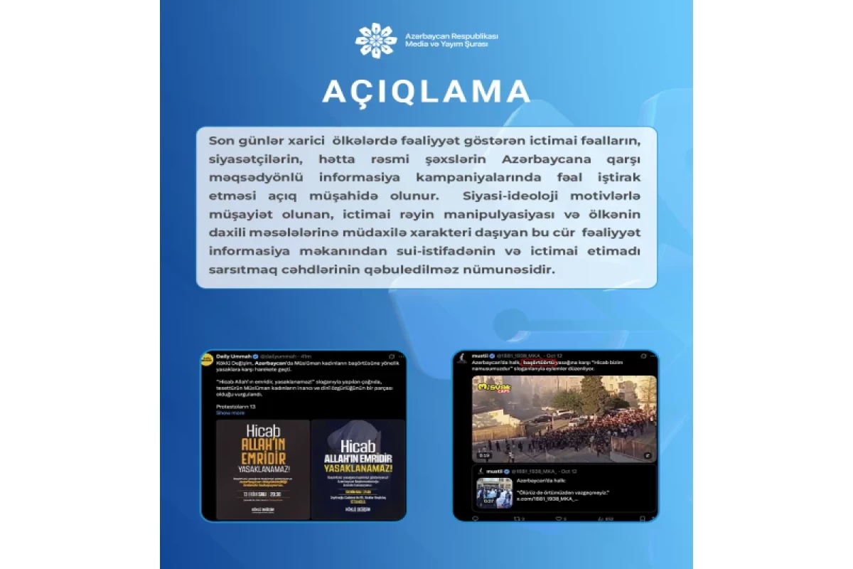 Le Conseil des médias et de la radiodiffusion condamne les attaques informationnelles coordonnées contre l’Azerbaïdjan depuis l’Iran et la Turquie